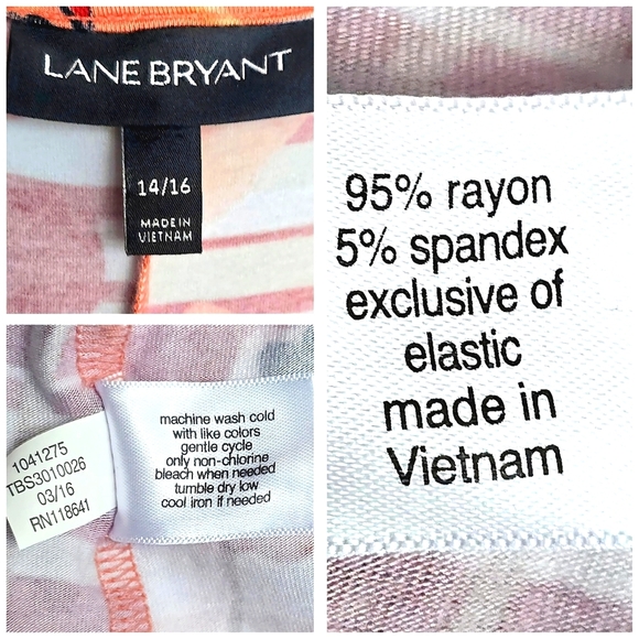 LANE BRYANT Coral Red Abstract Print Summer Flowy Midi Dress Size 14/16 Plus - Picture 7 of 16